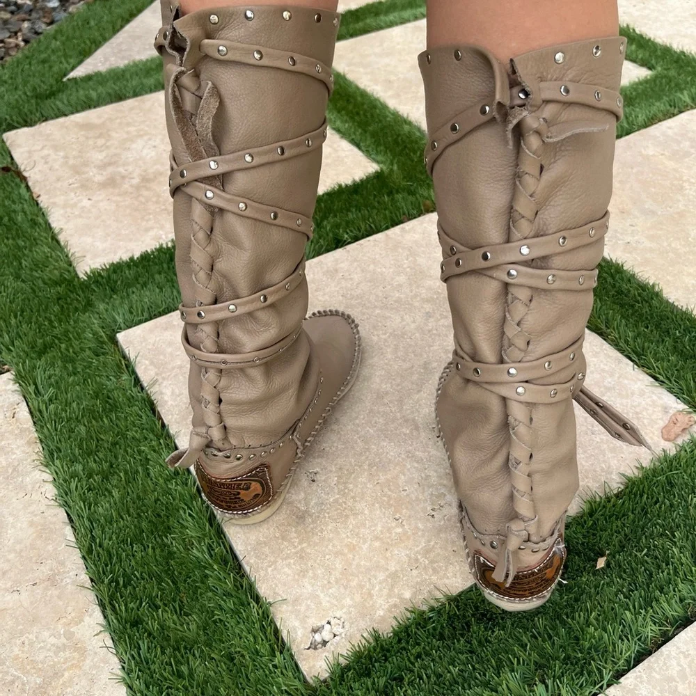 Hector Riccione moccasin boots tan leather - Picture 2 of 15